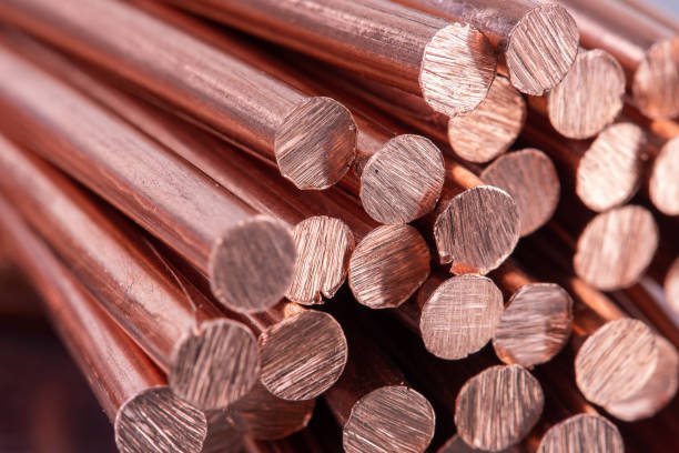 pile of scrap copper rod close up